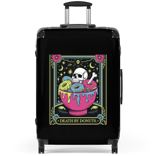 Death by Donuts Tarot Card skull gothic bowl funny Suitcases