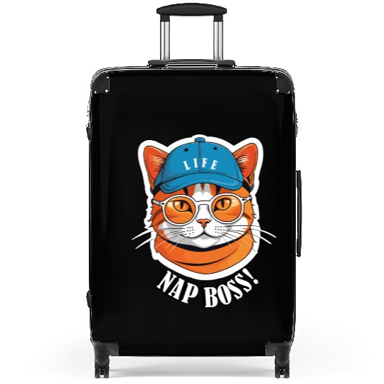 Cat Nap Boss with Cap and Sunglasses Suitcases