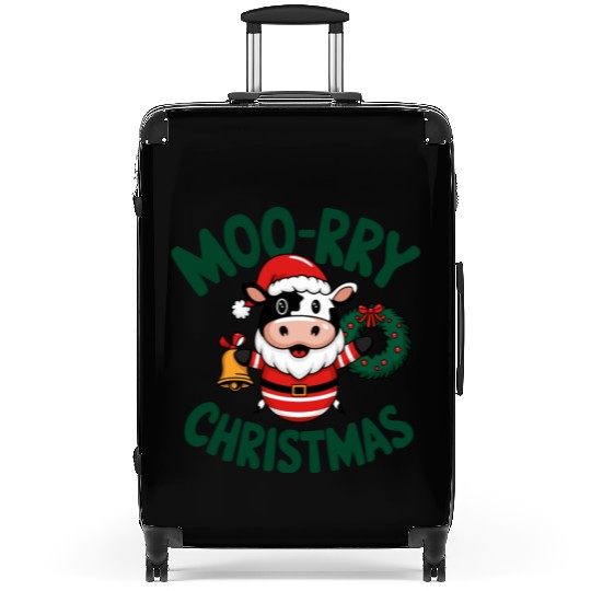 Moo-rry Christmas Festive Cow Suitcases
