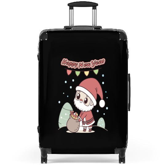 Chibi Santa Happy New Year Celebration Suitcases