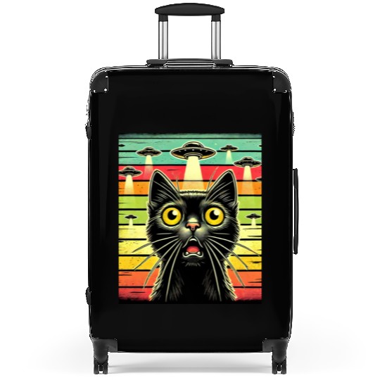 Fun Cat sunset Galaxy Cat Spaceship Alien Cat UFOs Suitcases