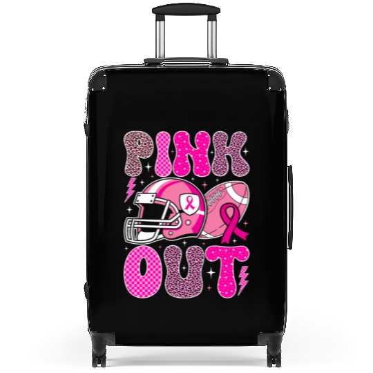 Pink Out Breast Cancer Football Mom Girls Women Suitcases
