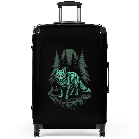 Dark Cottagecore Wolf Under Moonlight Suitcases
