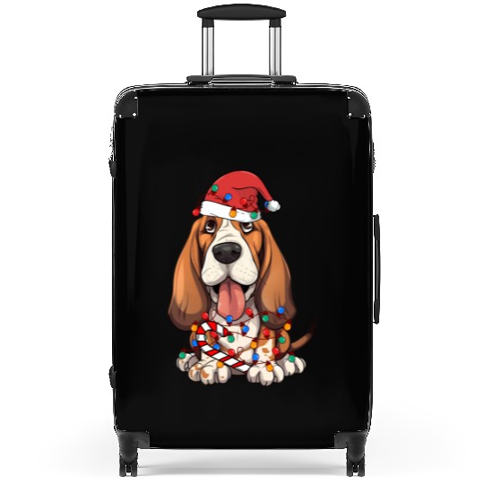 Basset Hound Santa Christmas Lights Dog Lover Suitcases
