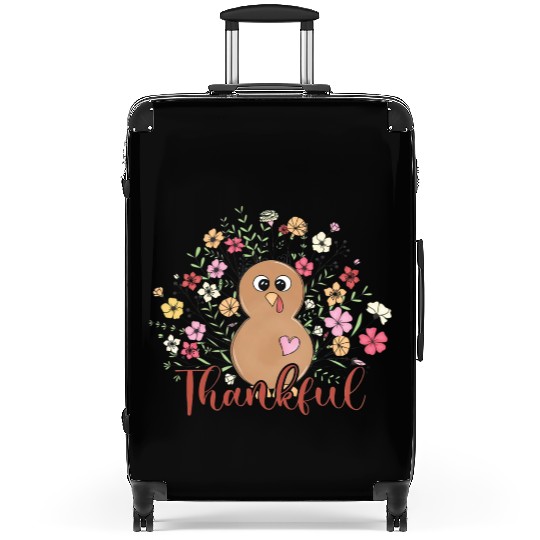 Thankful Floral Turkey Natural Cute Thanksgiving Suitcases