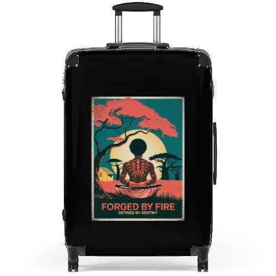 Vintage Afro Samurai Warrior - Forged By Fire Suitcases
