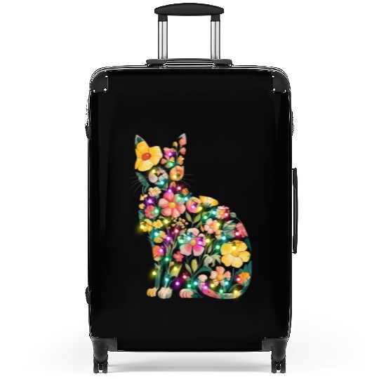 Floral Cat Silhouette nature santa christmas light Suitcases