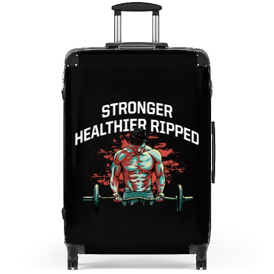 Stronger Healthier Ripped Funny Workout Humor Gym Suitcases