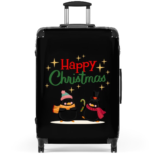 Cute cartoon penguins celebrating Christmas Suitcases