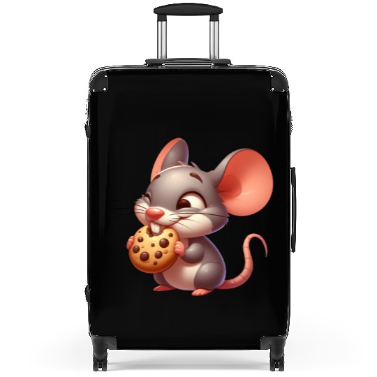 Cute cartoon mouse with crispy cookie Suitcases