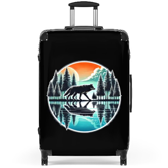 wolf forest Reflection Scenic Wilderness lovers Suitcases