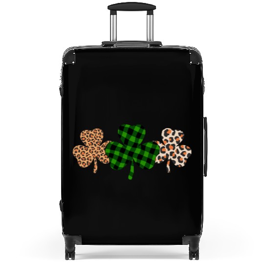 St Patricks Day Lucky Irish Green Plaid Shamrock Suitcases