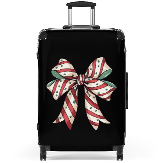 Christmas Coquette bow, Christmas Retro Suitcases