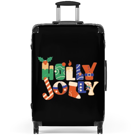 Playful Textured Holly Jolly Suitcases
