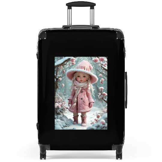 Full body of a realistic sweetness baby chibi girl Suitcases