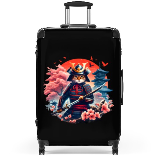 Samurai Cat Graphic Warrior Vintage Japanese Anime Suitcases
