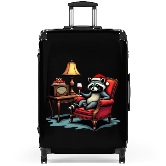 Raccoon Sitting in a Chair, Sipping Wine unique Gi Suitcases