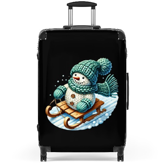 Snowman Christmas, Merry Christmas, Cute Suitcases