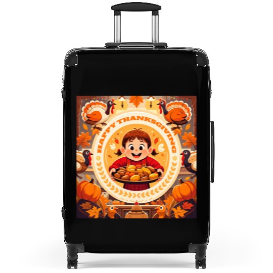 child celebrate Happy Thanksgiving Roasted Potato Suitcases