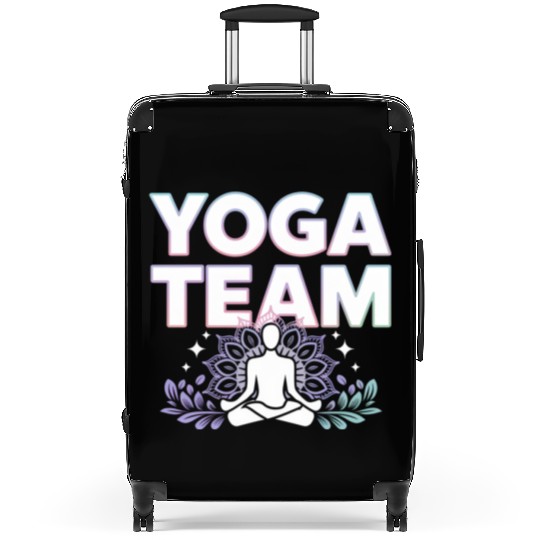 Meditative Lifestyle Yoga Enthusiasts Icon Design Suitcases