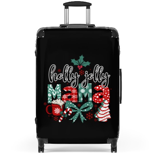 Holly Jolly Mama Coquette Bow Christmas Suitcases