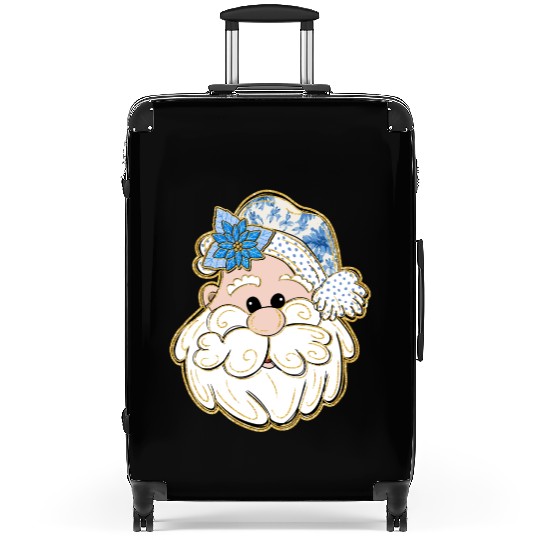 Blue Floral Santa Suitcases