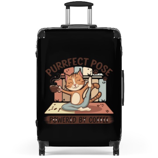 yoga pose powered by coffee Suitcases
