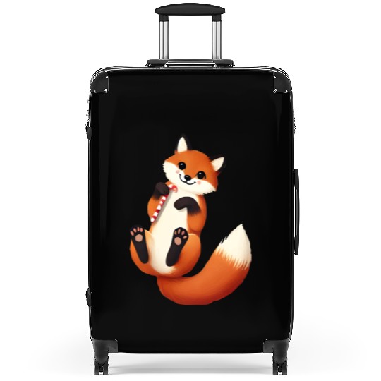 Playful fox with candy cane for Christmas Suitcases