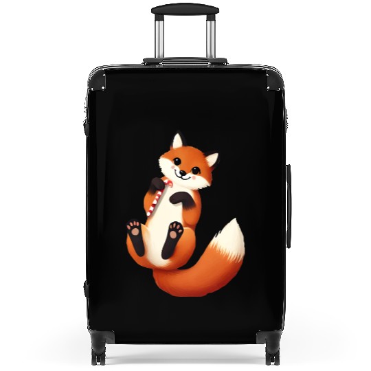 Playful fox with candy cane for Christmas Suitcases