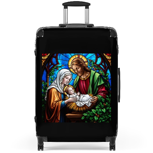 Holly family cristal stained glass image Suitcases