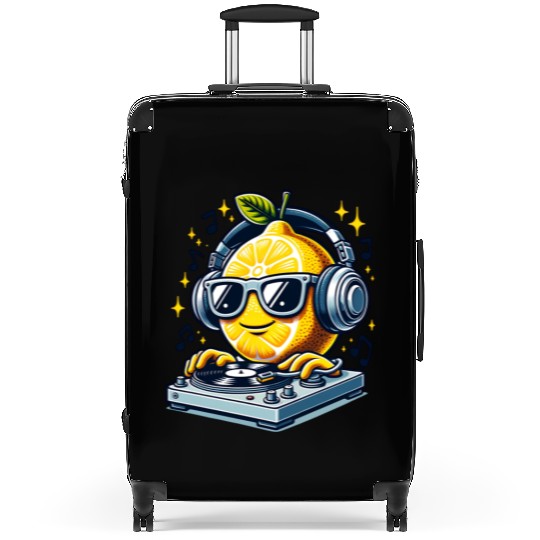 DJ Lemon Groove with Headphones and Turntable Suitcases