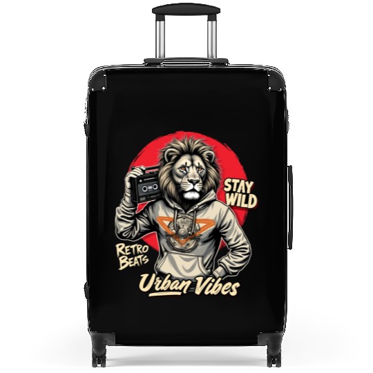 Stay Wild Urban Lion - Retro Beats Suitcases Graphic