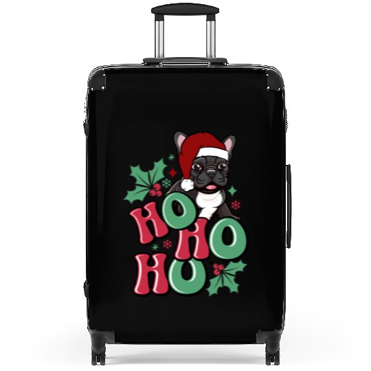 HO HO HO French Bulldog Holly Leaf Funny Suitcases