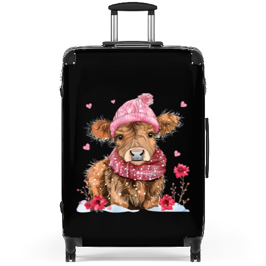 Cute Highland Cow Valentines Day Suitcases