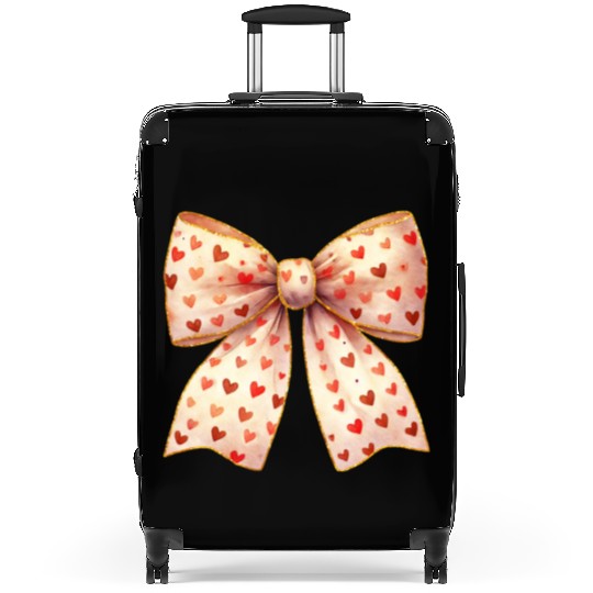 White Bow Heart, Retro Valentine Suitcases
