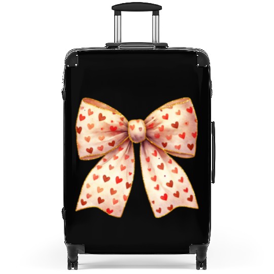 White Bow Heart, Retro Valentine Suitcases