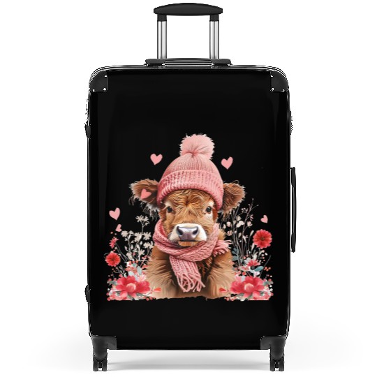 Cute Highland Cow Valentines Day Suitcases