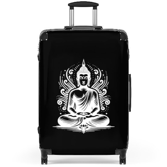 Energy Flow Yoga Flowers Buddha Tattoo Style Suitcases