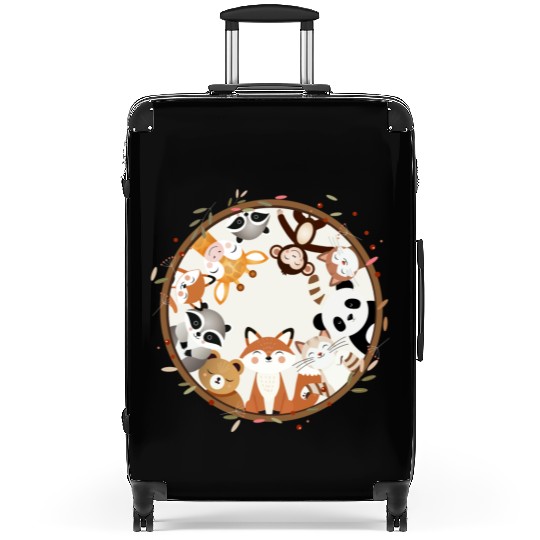 Circle full of cute animals like fox and panda Suitcases