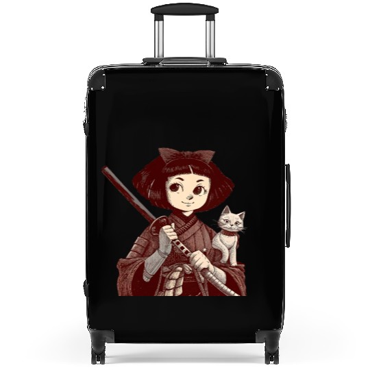 Chibi Samurai Warrior Cat Companion & Blossoms Suitcases