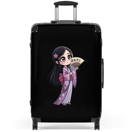 Cute Chibi Geisha Anime Inspired Kimono Design Suitcases