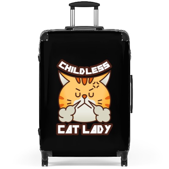childless cat lady Suitcases