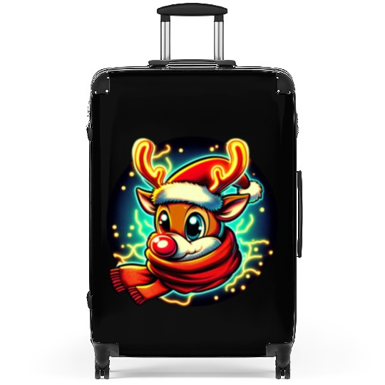 Funny Christmas Rudolph: Glowing Neon Santa Scarf Suitcases