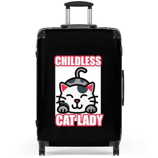 childless cat lady Suitcases