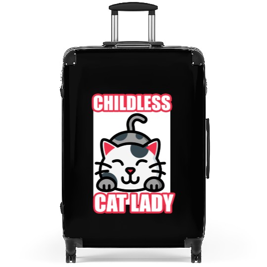 childless cat lady Suitcases