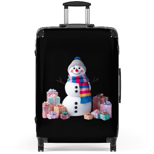 "Festive Snowman Suitcases – Pastel Winter Charm