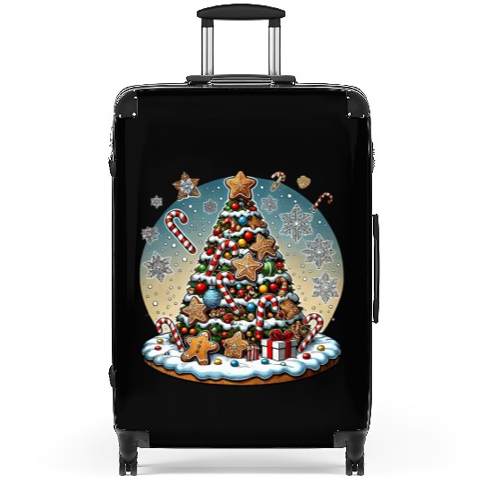 Gingerbread Candy Cane Christmas Tree Suitcases