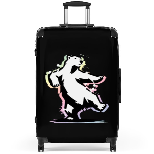Dancing polar bear in stencil style Suitcases
