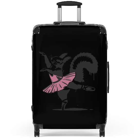 charming squirrel in a pink ballet dress Suitcases