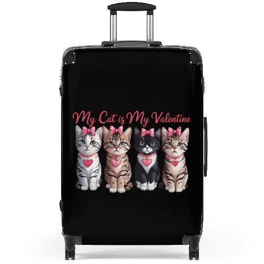 My Cat is my Valentine Suitcases